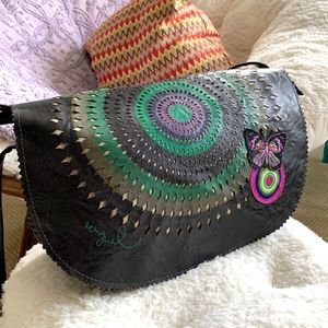 Desigual Crossbody Bag  Boho Artist tote New Trokel shoulder purse Black Purple